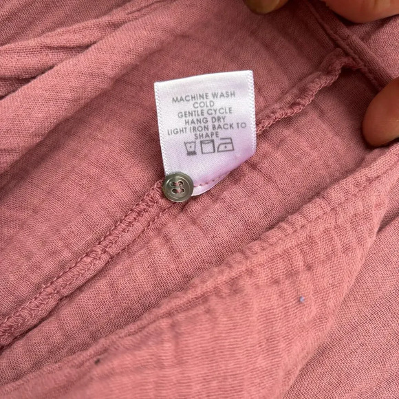 Xirena Dress Gauze Cotton V-Neck Tiered Short Sleeve Pockets Mauve Pink Size S - Picture 4 of 6